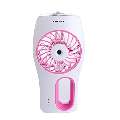 Topist handheld mist fan,Mini USB Handheld Beauty Moisturizing Fan with Personal Cooling Spray Humidifier Built-in Rechargeable Battery for Beauty,Home, Office, Travel, Outside and More (Pink )