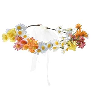 AWAYTR Flower Hippie Floral Crown - Boho Sunflower Headband for Women, Hippie Costume and Hair Accessories (Color Mixing)