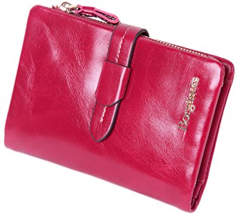 Borgasets Women's Genuine Leather Trifold Wallet