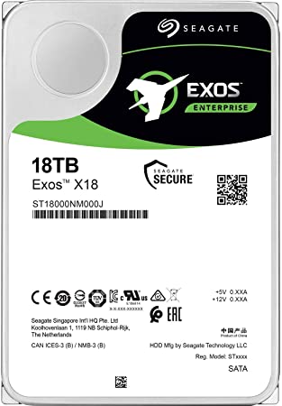 Seagate Exos X18 ST18000NM000J 18TB Internal Hard Drive 7200rpm SATA (SATA/600), Storage System, Video Surveillance System Device Supported