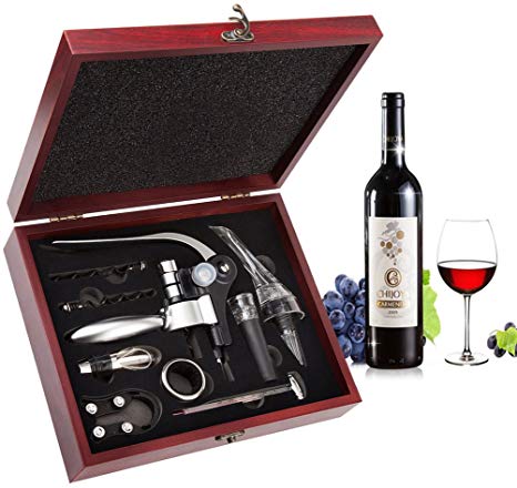 Wine Opener Set - Smaier Corkscrew,Wine Accessories Areator Wine Opener Kit with Wood Case