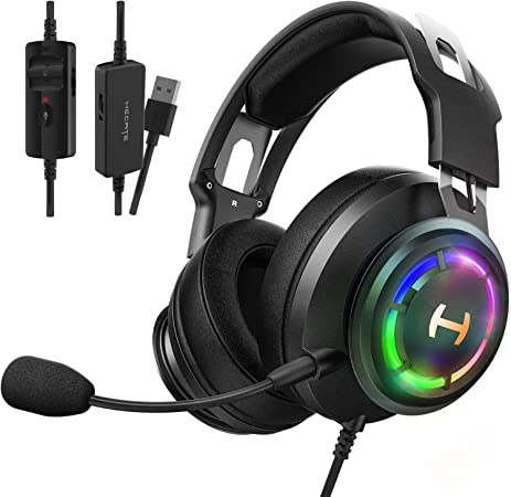 Edifier G35 PC Gaming Headset Hi-Res Sound Quality USB Over-Ear Headphone with 7.1 Surrounding Sound, 50mm Hybrid Driver, ENC Noise Cancelling Mic, 16.8m RGB Light for PC PS4 Mac Laptop Desktop Black