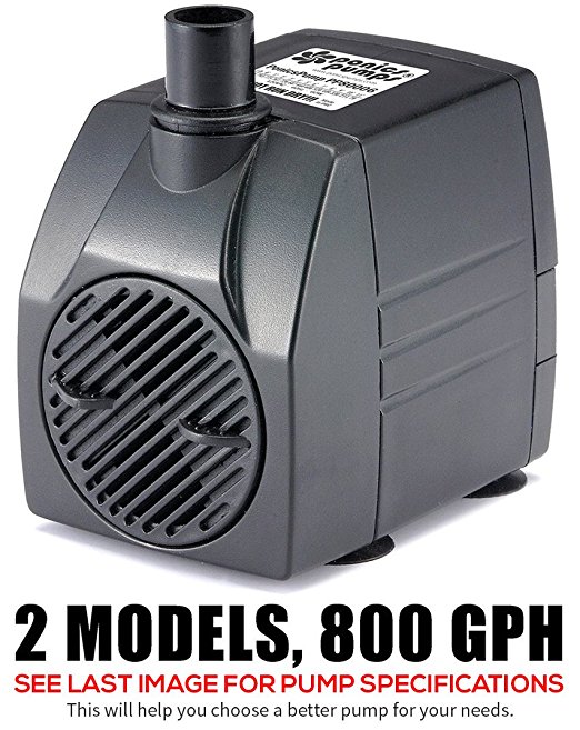 PonicsPump PP80006: 800 GPH Submersible Pump with 6' Cord - 60W… for Hydroponics, Aquaponics, Fountains, Ponds, Statuary, Aquariums, Waterfalls & more. Comes with 1 year limited warranty.