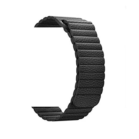 Teclusive Ultra Luxury Leather Magnetic Strap Loop 42mm/44mm Compatible for iWatch Series 6 Series SE Series 5 Series 4 Series 3 Series 2 (Black)