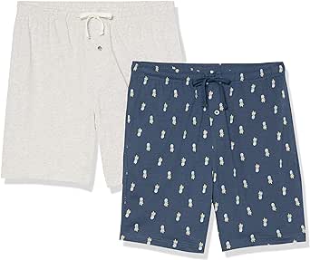 Amazon Essentials Men's Cotton Pajama Shorts, Pack of 2