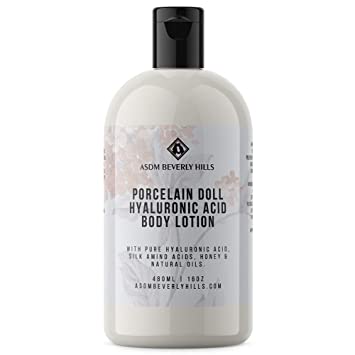 ASDM Beverly Hills Porcelain Doll Body Lotion with Hyaluronic Acid 16 Oz 480ml, Intensive Body Hydronation Healing Moisturizer w/Honey, Vitamin E, Watermelon Silk Extracts, Camellia Seed Oil, Dry Skin