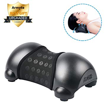 Cervical Neck Traction Device, Portable Cervical Orthotic Pillow, Neck and Shoulder Pain Relief, Adjustable Height with Removable and Washable Cover Black, Best Gift for Mom & Dad