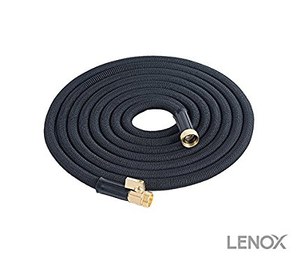 25ft Expanding Hose Garden Car Wash RV Expandable Water Hose Strongest NEW 2017 Model Latex Core Technology Solid Brass Connectors [Black]