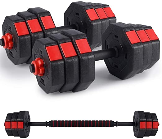 Kitclan Dumbbells Set, 44Lbs/66Lbs Adjustable Weight Set, Home Gym Equipment for Men Women Fitnrss Work Out Exercise Training Used as Barbells (Pair)