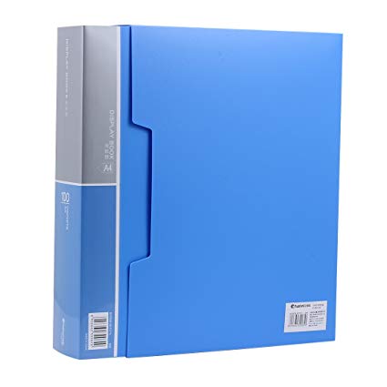 Ipienlee 100-Pocket Protector Presentation Book, A4 Size, 200-Page Capacity,Available for Report Sheets,Artworks,Music Sheets,Clippings, Random Color, (80-POCKET) (Sky Blue - 100)