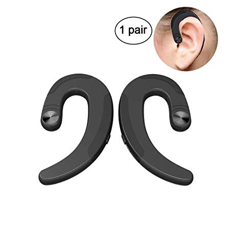 Non Ear Plug Bluetooth Headphones, [2019 Upgrade] 1 Pair Ear-Hook Wireless Headphones Noise Cancelling Handsfree Headset with Microphone for Running Business Driving