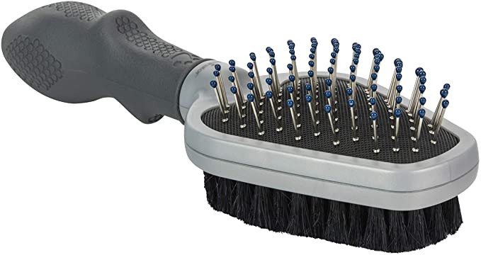 FURminator Dual Grooming Brush for Dogs and Cats, Removed Topcoat Fur, Tangles and Debris