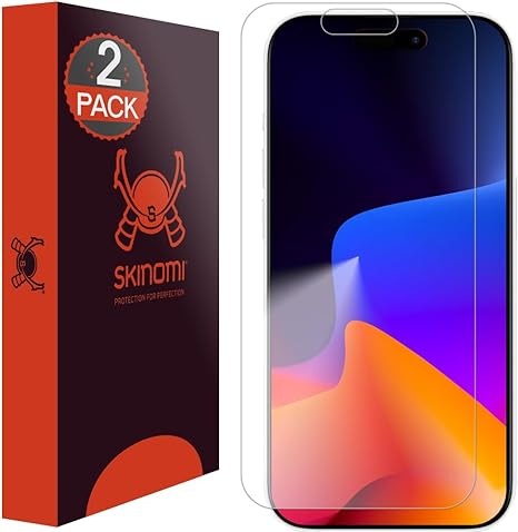 Skinomi Screen Protector Compatible with Apple iPhone 15 Pro (2-Pack) Clear TechSkin TPU Anti-Bubble HD Film