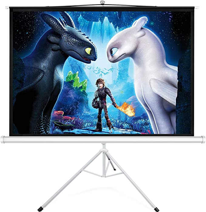 PERLESMITH Projector Screen with Stand 120 Inch 4K Ultra HD Outdoor Indoor 4:3 with Foldable Tripod Retractable 3D Large Widescreen for Office, Movie, Home Theater, School