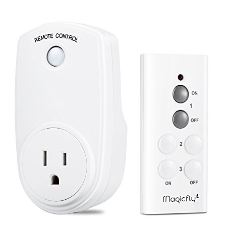 Magicfly Remote Control Electrical Outlet Switch for Household Appliances, White (1 Outlet, 1 Remote)