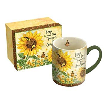 LANG - 14 oz. Ceramic Coffee Mug - "Sunflowers", Art by Debi Hron  - Goldfinch, Birdhouse (5021037)