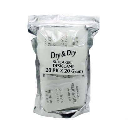 DRY&DRY High Quality Silica Gel Desiccant Dehumidifiers, 20g, 20 Pack