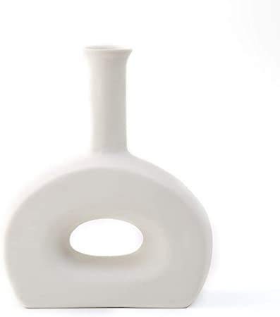 Anding White Ceramic Vase - Elegant Design - Gifts for Friends and Family, Weddings, Desktop Center Vases, Perfect Home Decor Vases (Small)