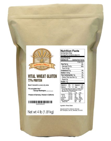 Vital Wheat Gluten by Anthonys 4 Pounds 77 Protein 4lb