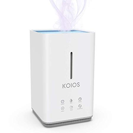 KOIOS Upgraded Top Fill Humidifiers, 4L Ultrasonic Cool Mist Humidifiers 6 Touch Buttons, Real-time Humidity Display, Sleep Mode, Auto Shut-Off Whisper Quiet Bedroom Home Office Babies