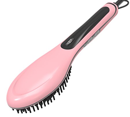 Hair Straightener Brush, Perfectday Ceramic Heating Straightening Irons Brush Anti Scald, Static, Detangling and Silky Straight