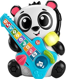 Fisher-Price Baby Learning Toy Link Squad Jam & Count Panda with Music & Lights for Ages 9  Months, Compatible Only with Link Squad Items