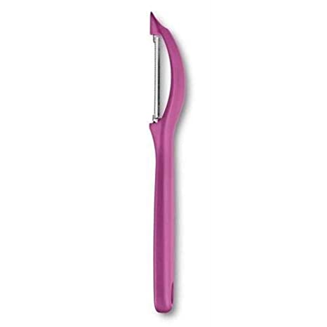 Victorinox Stainless Steel Peeler, Swiss Classic" Serrated/Wavy Edge Universal Peeler for Professional and Household Kitchen, Pink, Swiss Made