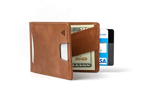 Andar Leather Slim RFID Blocking Minimalist Bifold Wallet with Money Clip made of Full Grain Leather - The Apollo