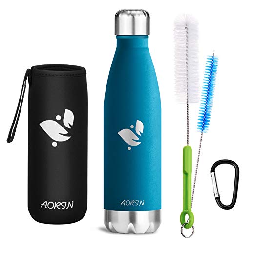 Aorin Vacuum Insulated Stainless Steel Water Bottle - 24 hrs Cooling & 12 hrs Keep Warm. Powder coating Scratch resistance Easy to clean.