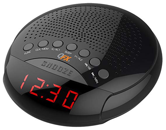 QFX CR30 AM/FM LED 2 Alarm Clock Radio