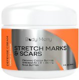 Stretch Marks and Scar Cream - Vanilla Orange - Best Body Moisturizer to Prevent and Reduce Old and New Marks and Scars - Natural and Organic for Pregnancy- Also for Men- 4 oz - By Body Merry