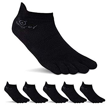 AMAREY Mens No Show Toe Socks 6 Pairs Original Weight Low Cut Running Toe Socks 8-10.5