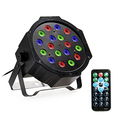 OxyLED OxyMas PL103 18LEDs Stage Light, Sound Control & Remote Control Stage Lighting, RGB Magic Effect New Flat Par Lights for DJ Stage Party Lighting for Disco/ Clubs/ Bar/ Banquet/ Wedding/ Party