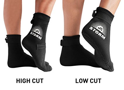 BPS STORM ‘Smart Sock’ ULTRA PREMIUM Water Fin Sock 3mm Neoprene Glued and Blind Stitched with Ultimate Fit Adjustment Straps for the Best Fit and Feel