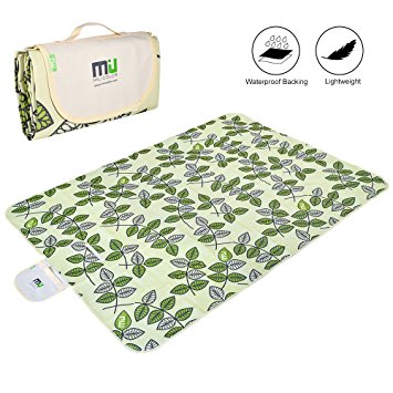 MIU COLOR Large Waterproof Outdoor Picnic Blanket, Sandproof and Waterproof Picnic Blanket Tote for Camping Hiking Grass Travelling Dual Layers