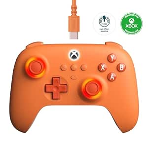 8Bitdo Ultimate C Wired Controller for Xbox, RGB Lighting Fire Ring and Hall Effect Joysticks, Compatible with Xbox Series X|S, Xbox One, Windows 10/11 - Officially Licensed (Orange)