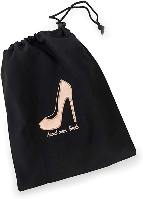 Miamica Women's Head Over Heels” Travel Shoe Bag Packing Organizers, Black/Rose Gold