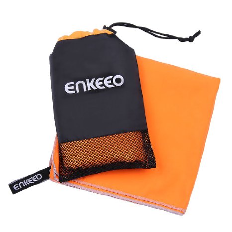 Enkeeo Microfiber Travel Towel Quick Dry Camping Towel Ultra Compact Sports Towel (S/M/L Sizes) with Hanging Snap Loop, Mesh Bag for Camping Gym Beach Swimming Backpacking Exercise Travel Hiking