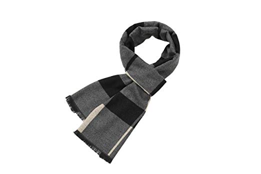 MMYOMI Mens Tartan Plaid Super Soft Cotton & Silk Knitted Scarves for Autumn and Winter