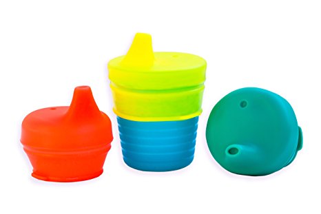 O-Sip! Silicone Sippy Lids (Pack of 3), Converts any Cup or Glass to a Sippy Cup, Makes Drinks Spillproof, Reusable, Durable (Banana, Kiwi, Passion)