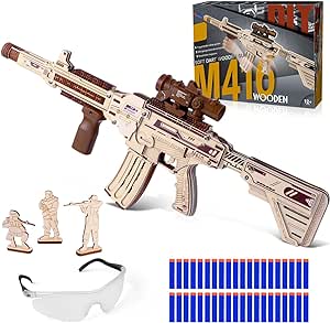 3D Wooden Puzzles Gun, VATOS Foam Soft Bullet Electric 3D Puzzles Wooden Gun, Wooden Puzzles M416 Models Rifle Toy Gun for Sniper, Wood Puzzles DIY Building Kits for for Teen Adult Gift