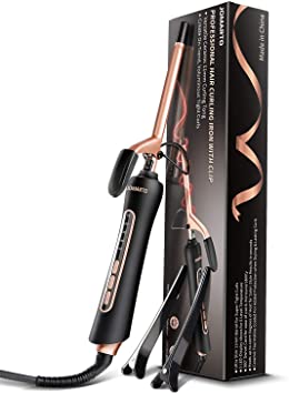 Professional 0.35 in Curling Iron, JOMARTO Unisex Ceramic Hair Curler, Small Barrel Curling Wand with Adjustable Heat Settings, Slim Tight Curling Tongs, Includes Glove and 2 Hairpins