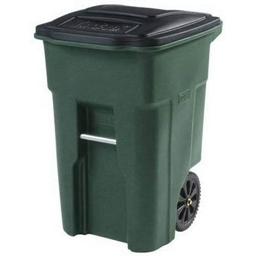 Toter 025548-R1GRS Residential Heavy Duty 2-Wheeled Trash Can with Attached Lid, 48-Gallon, Greenstone