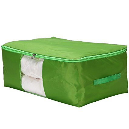 VEAMOR Clothes Storage Containers,Beddings/Blanket Organizer Storage Bags,Breathable and Moistureproof (Grass Green, XXL)