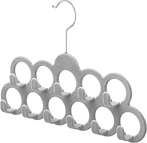 Whitmor Flocked Scarf Hanger w/Hooks,Gray, 1 Count (Pack of 1)