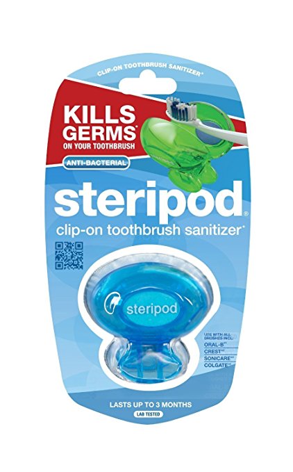 Steripod Clip-On Toothbrush Sanitizer, Colors May Vary, 1-pack
