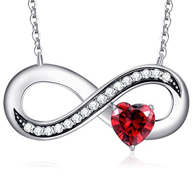 MEGA CREATIVE JEWELRY Infinity Pendant Necklace for Women Swarovski Crystals Heart 925 Sterling Silver Jewelry, Valentine's Day Gift for Her