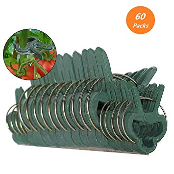 60 Piece Green Gentle Gardening Plant & Flower Lever Loop Gripper Clips, Tool for Supporting or Straightening Plant Stems, Stalks, and Vines (60 Packs)