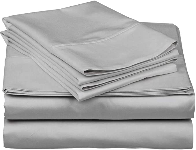 Sale New 4-Piece Sheet Set with 9'' Deep Pocket Solid Pattern, Soft 800 Thread Count Egyptian Cotton (King, Silver Grey)