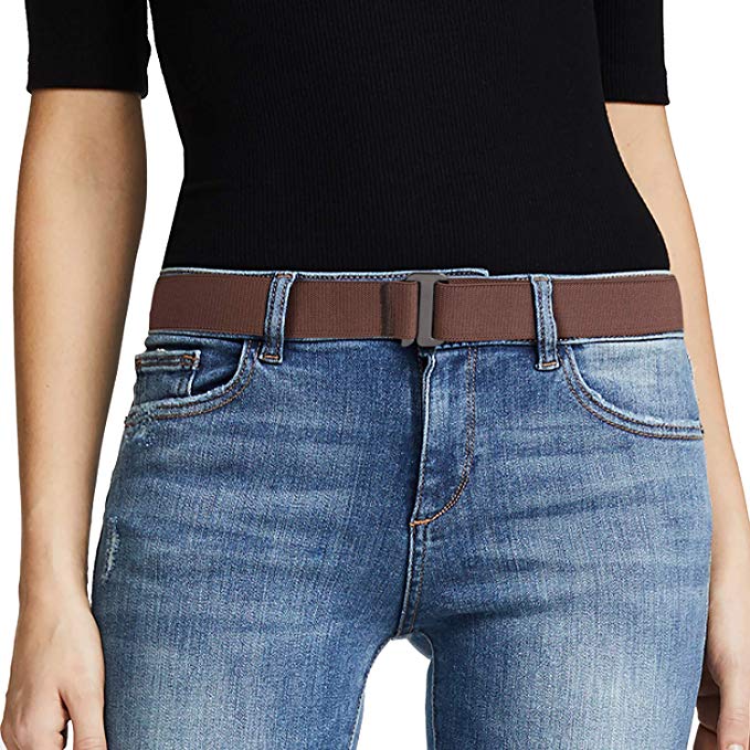 No Show Women Stretch Belt Invisible Elastic Web Strap Belt with Flat Buckle for Jeans Pants Dresses